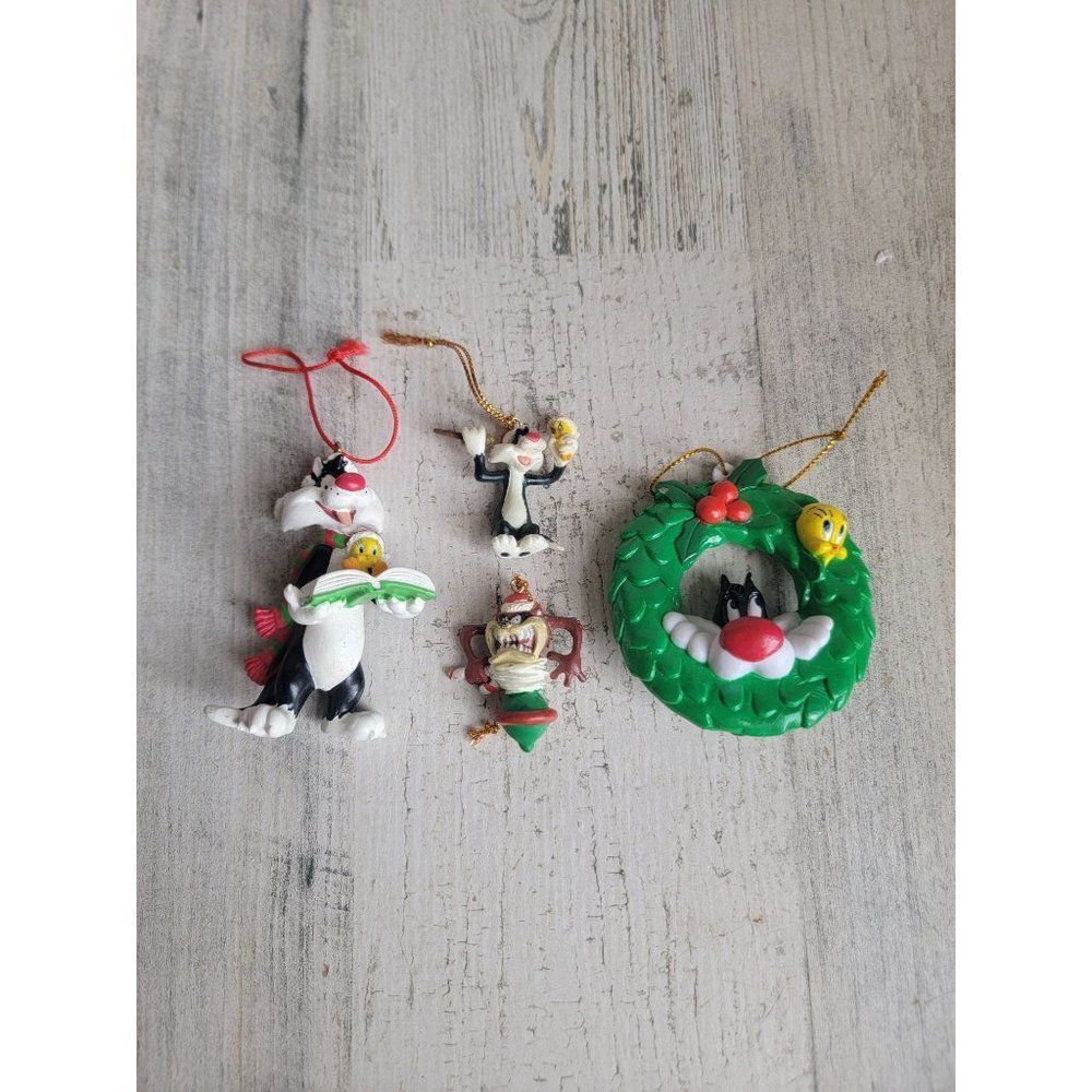 vintage kurt adler Looney Tunes Sylvester cat Tweedy Taz variety ornament set